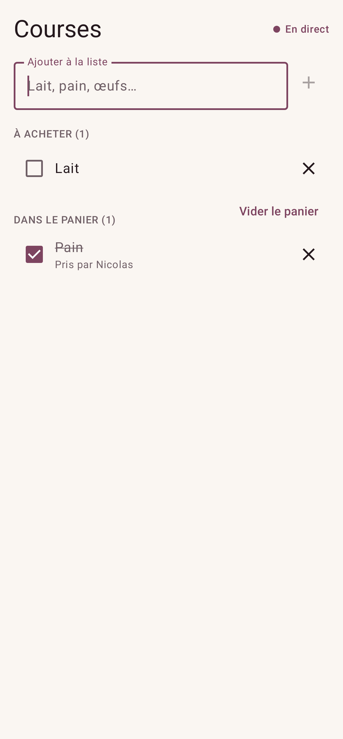 Liste de courses