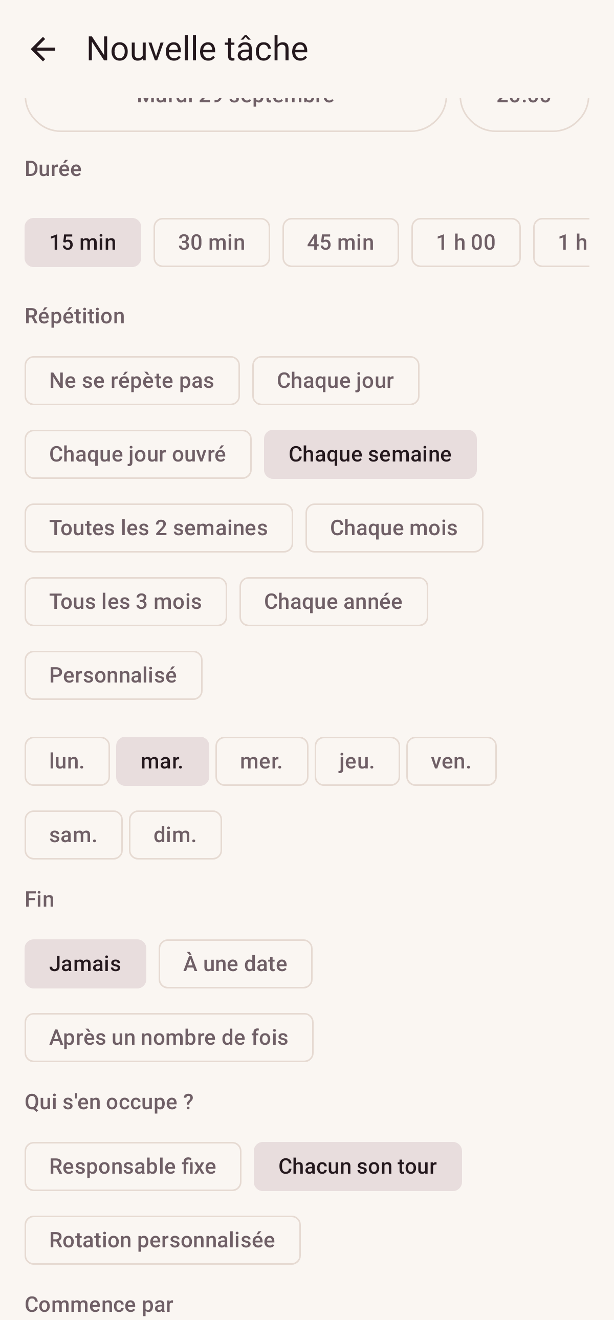Répétition et tour de rôle